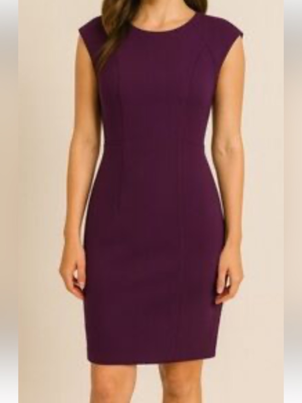 DKNY Purple Cap Sleeve Sheath Dress Size 4 Career Office Cocktail